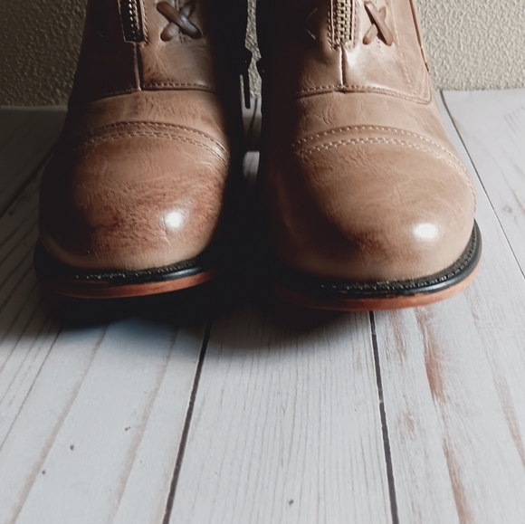 Vintage 93| Brown Heeled Side Zip Ankle Boot Sz 12W Prairie Cottagecore - Picture 4 of 13
